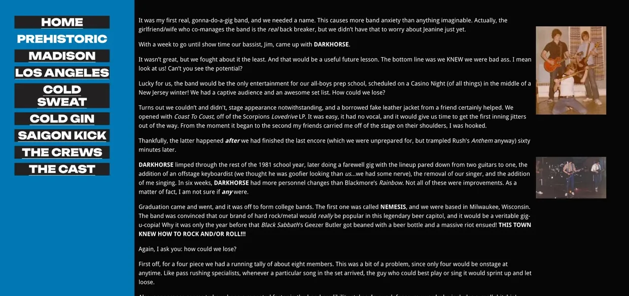 Recreation of Chris McLernon&rsquo;s original early-2000s band history site